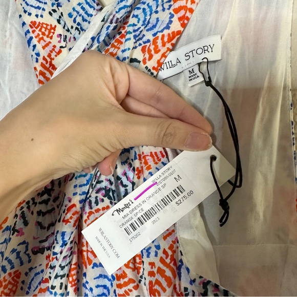 WILLA STORY white printed asymmetrical tiered ruffle Mia midi dress M NEW - Picture 5 of 10
